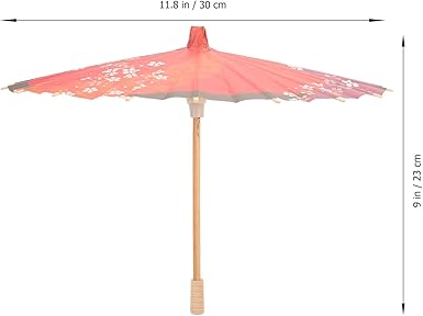 30cm Decorative Paper Parasol – Pink & Gray Oil Paper Umbrella with Wooden Handle for Wedding, Party, Photography