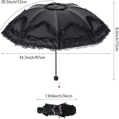 Lace Parasol Travel Sun Protection Umbrella Gothic Lolita Umbrella Anti-UV Sun Protection Retro Foldable Ladies Role Playing Shooting Props Party Decoration