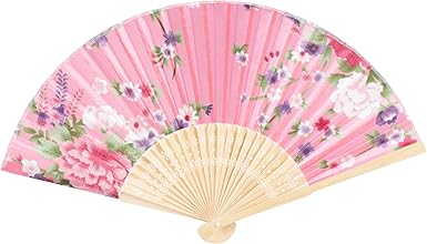 Pink Floral Paper Umbrella & Folding Fan Set – Decorative Prop Combo for Wedding, Party, Photography, Gift Packaging
