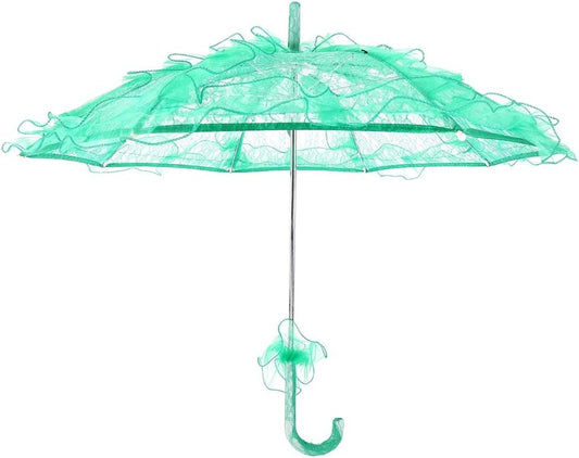 Green Lace Decorative Umbrella – 23.6" Princess-Style Parasol for Photo Shoots, Wedding Decor, Stage Props