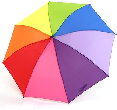 Rainbow Color Folding Umbrella – Auto Open/Close Compact Travel Umbrella for Sun & Rain, Stylish Windproof 3-Fold Umbrella