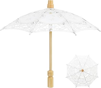 30cm Vintage Lace Parasol with Wooden Handle – Wedding Party Decoration, Photography Prop, Princess Handheld Umbrella