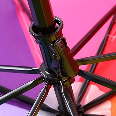 Rainbow Color Folding Umbrella – Auto Open/Close Compact Travel Umbrella for Sun & Rain, Stylish Windproof 3-Fold Umbrella