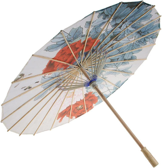 Handcrafted Oil Paper Umbrella – Vintage Floral Decorative Parasol for Photography, Wedding, Stage Display, Bamboo & Wood Handle