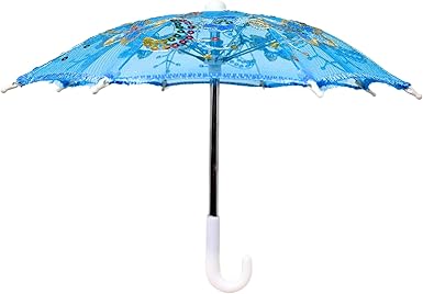 Mini Cartoon Umbrella – Blue Toy Umbrella for Kids, Photography Prop, Table Decor, or Doll Accessory, 11.6-Inch