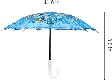 Mini Cartoon Umbrella – Blue Toy Umbrella for Kids, Photography Prop, Table Decor, or Doll Accessory, 11.6-Inch