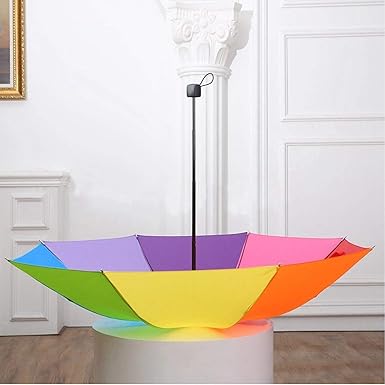 Rainbow Color Folding Umbrella – Auto Open/Close Compact Travel Umbrella for Sun & Rain, Stylish Windproof 3-Fold Umbrella