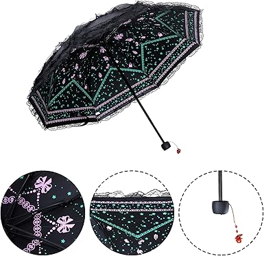 Lace Parasol Travel Sun Protection Umbrella Gothic Lolita Umbrella Anti-UV Sun Protection Retro Foldable Ladies Role Playing Shooting Props Party Decoration