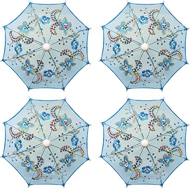 Mini Cartoon Umbrella – Blue Toy Umbrella for Kids, Photography Prop, Table Decor, or Doll Accessory, 11.6-Inch
