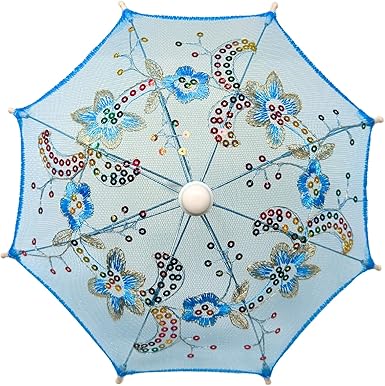 Mini Cartoon Umbrella – Blue Toy Umbrella for Kids, Photography Prop, Table Decor, or Doll Accessory, 11.6-Inch