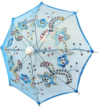 Mini Cartoon Umbrella – Blue Toy Umbrella for Kids, Photography Prop, Table Decor, or Doll Accessory, 11.6-Inch